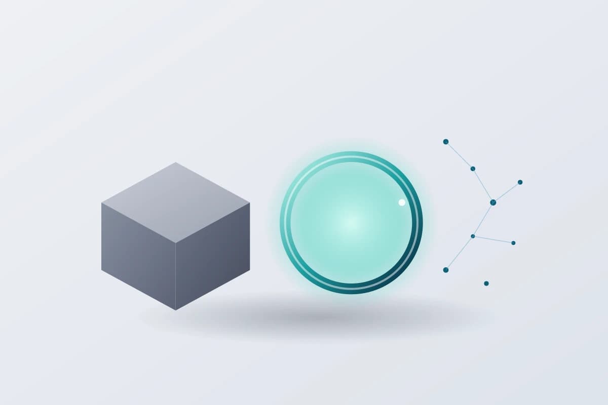 تصوير ثلاثي الأبعاد مجرد يمثل المنظومة الرقمية المتكاملة لبروجكس إيه آي — أنظمة مدفوعة بالذكاء الاصطناعي وهوية بصرية تعمل معاً