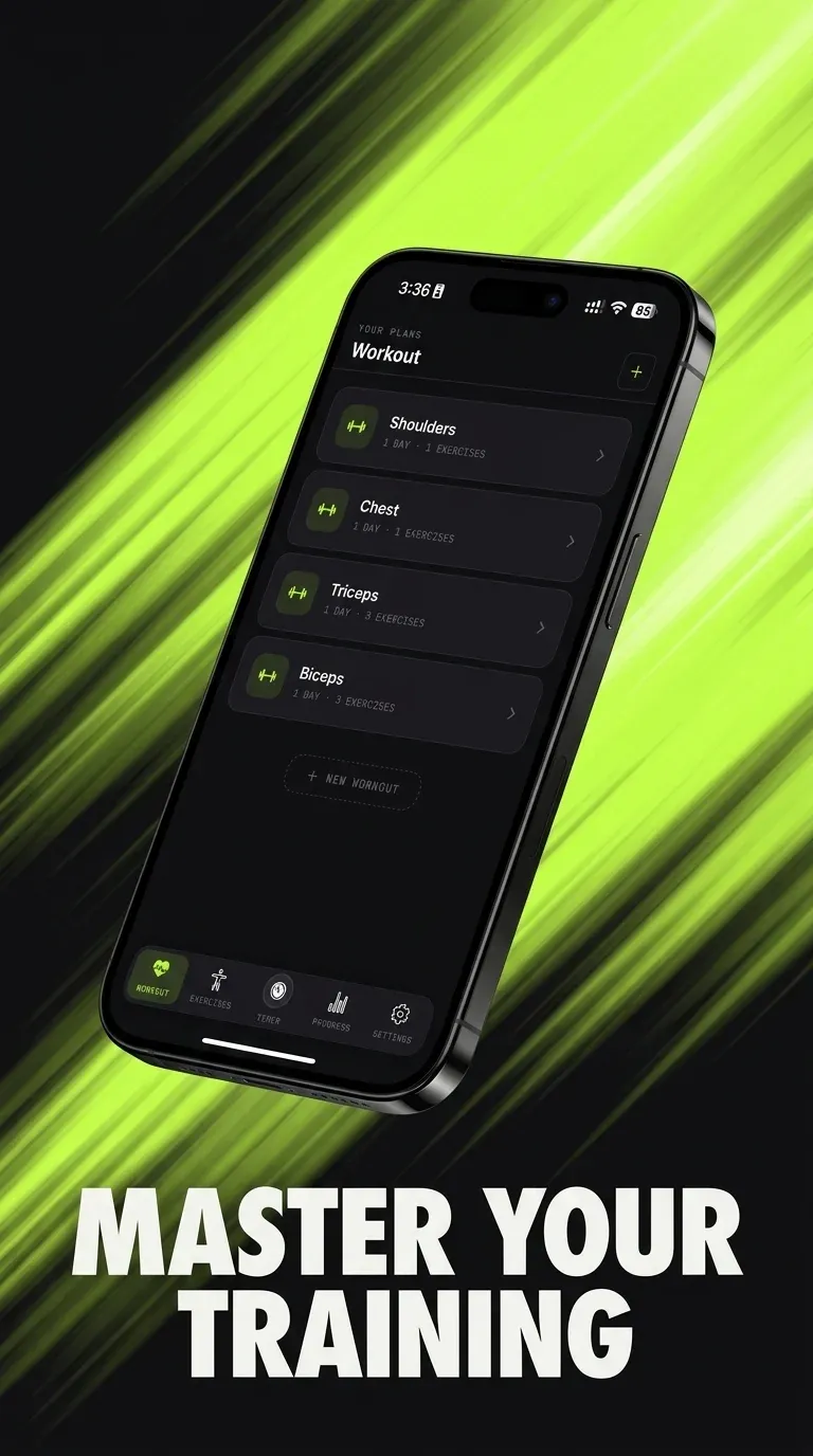 TMREEN workout plans screen — build and manage custom training routines