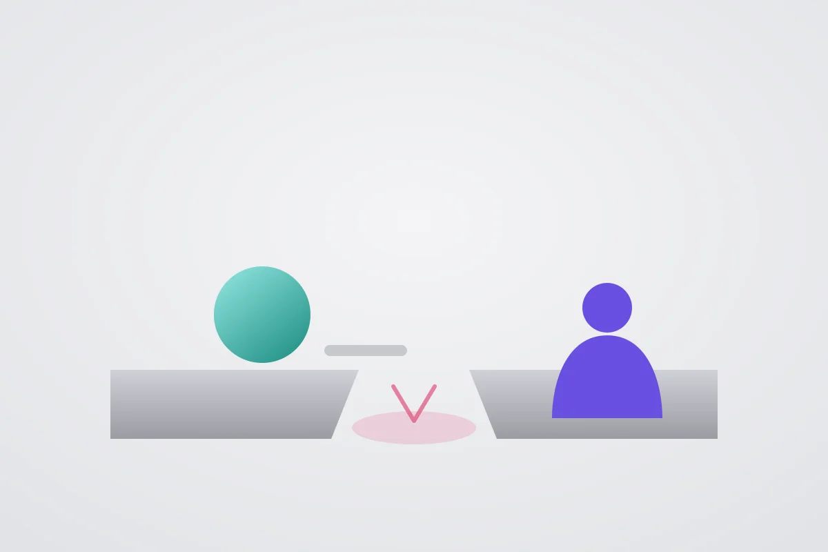 Abstract graphic representing a chatbot's limits when a situation needs empathy or judgment