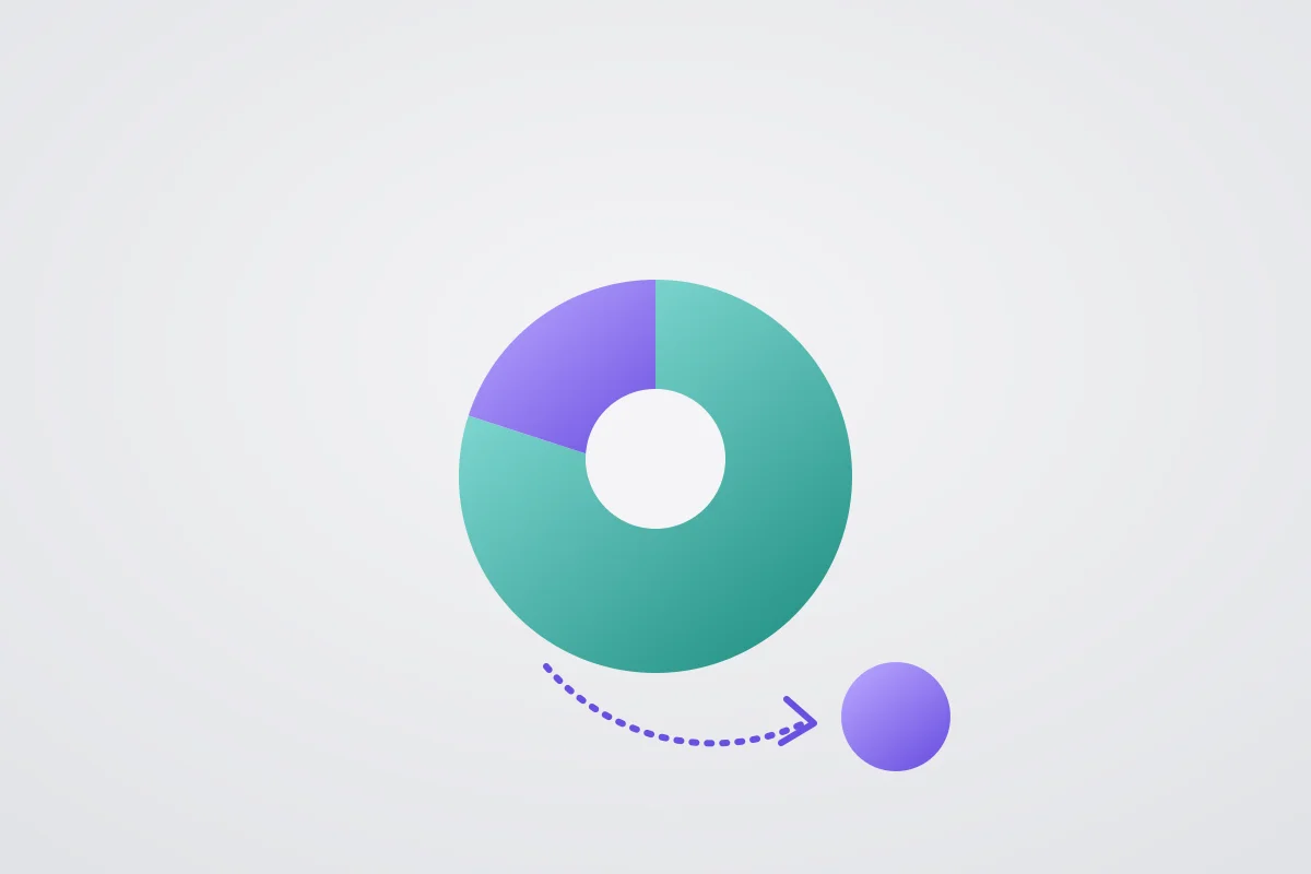 Abstract flowing graphic representing an 80/20 split between automated answers and human handoff