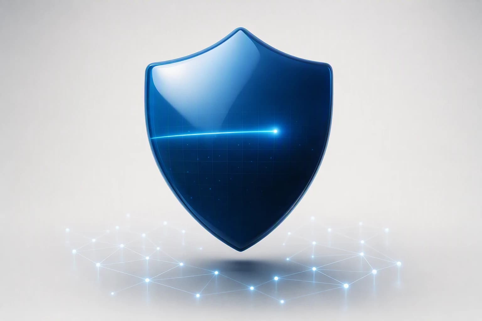 A security shield scanning a network of connected systems, representing a security assessment mapping real exposure
