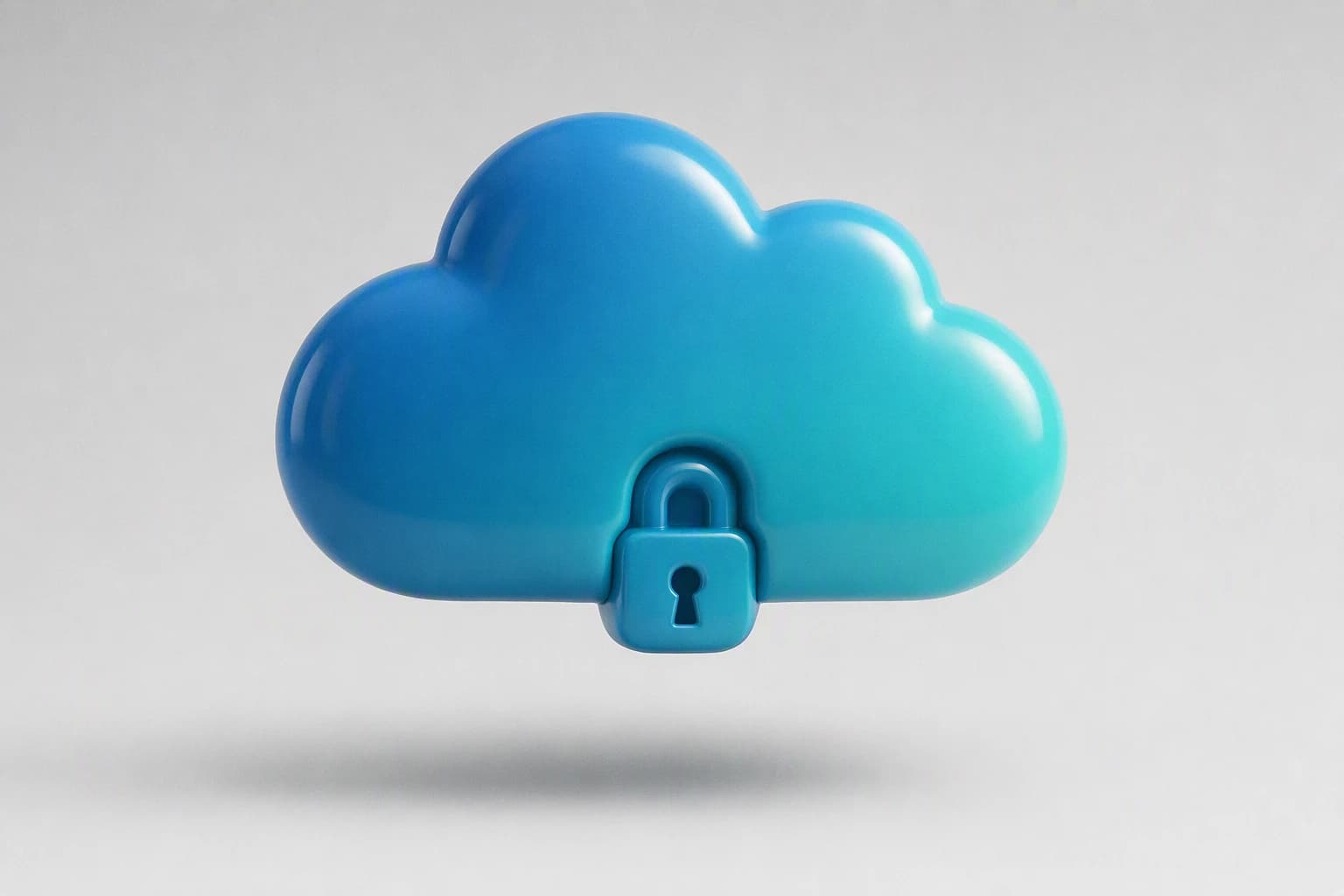 A cloud secured with a built-in padlock, representing cloud infrastructure with security built into the foundation