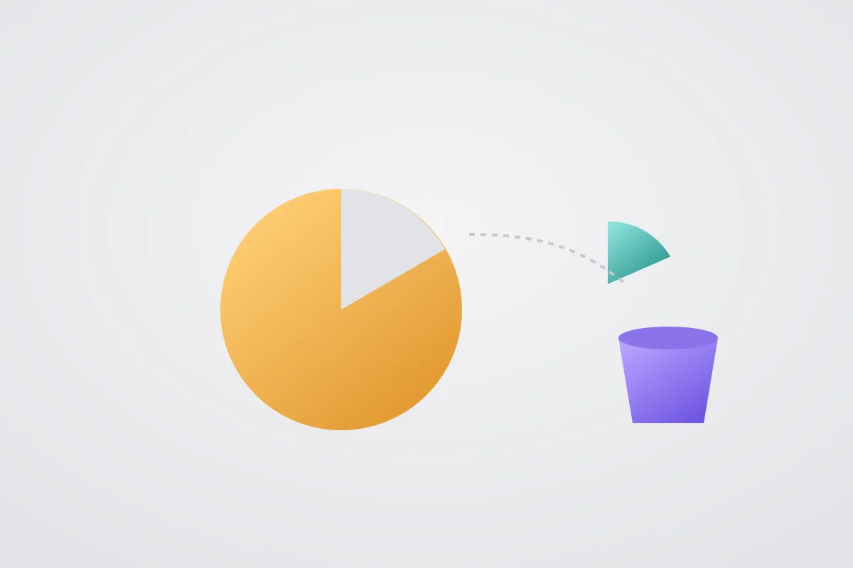 Abstract graphic representing a marketing budget allocated as a percentage of commission revenue
