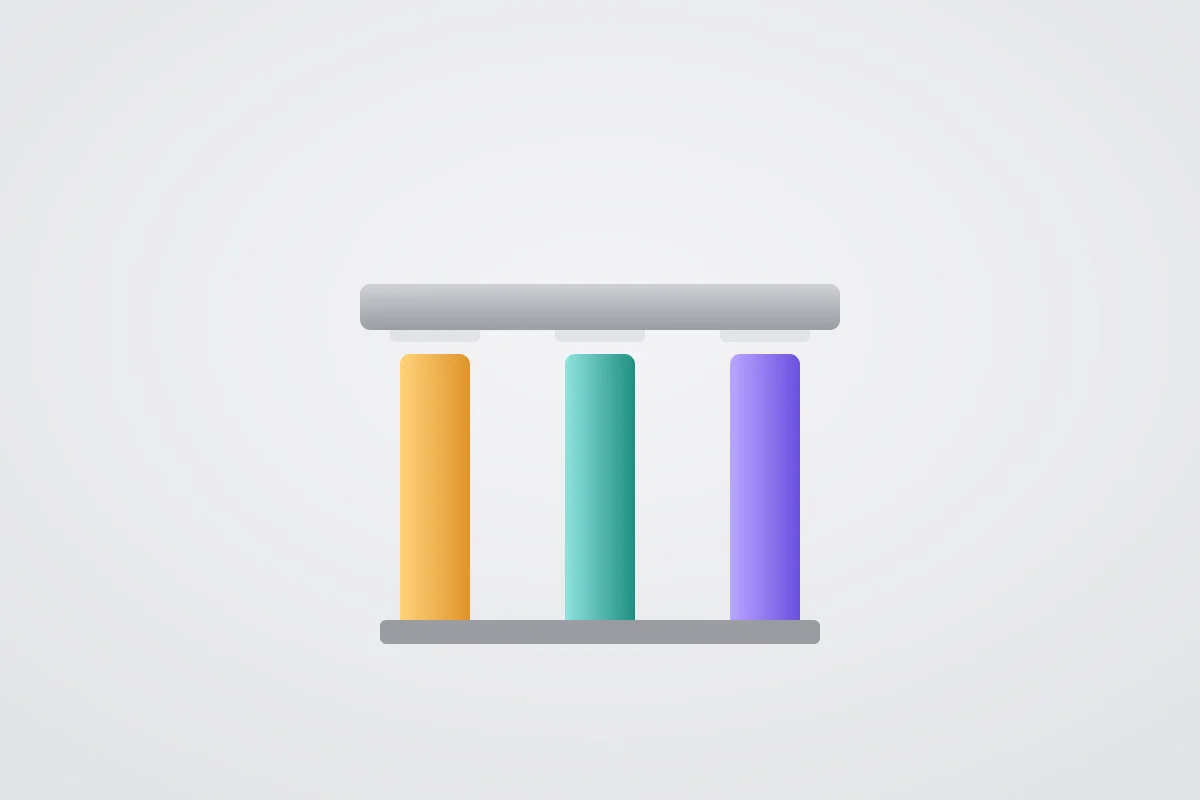 Abstract graphic representing three connected pillars — proximity, relevance, and prominence