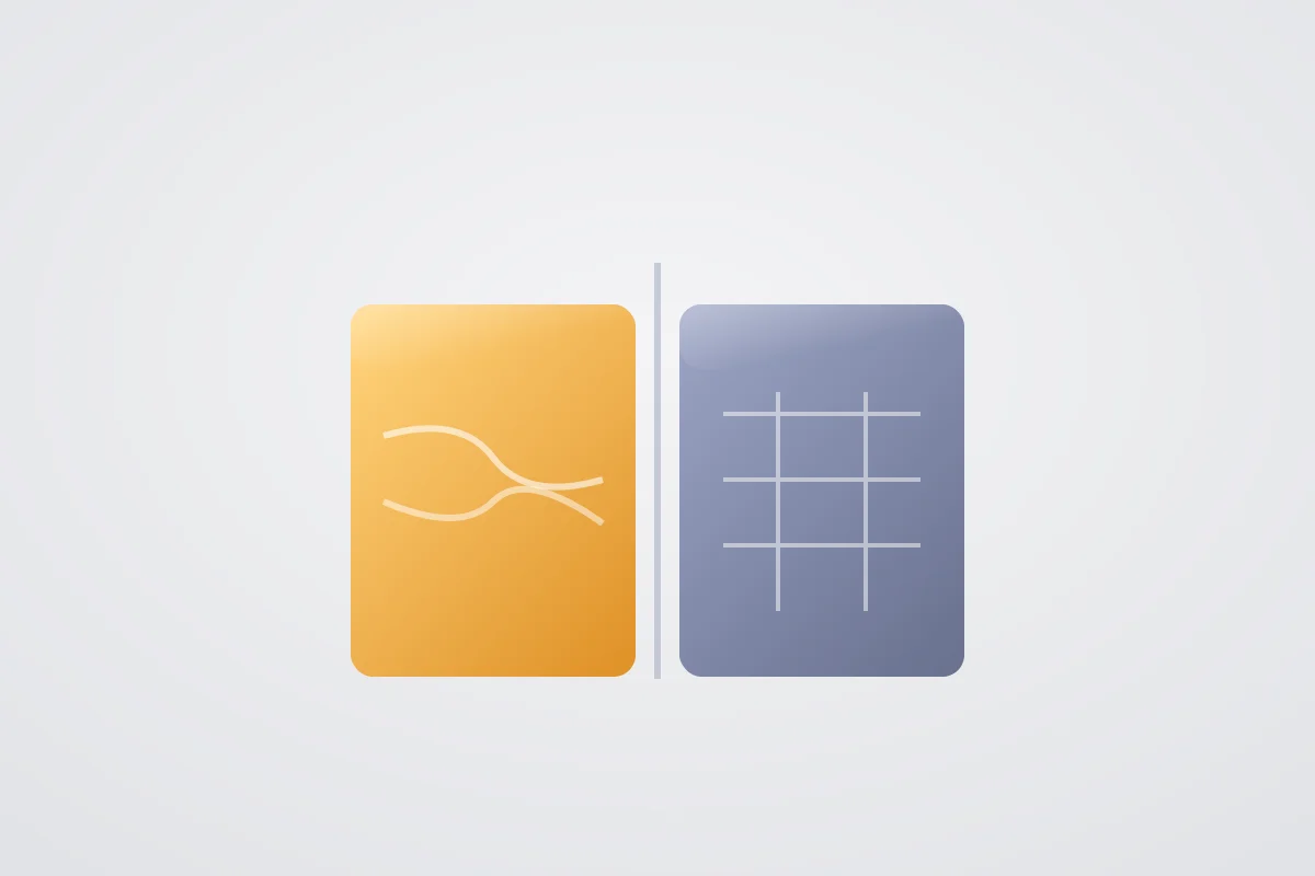 Abstract graphic representing digital order and document workflows separated from physical warehouse floor work