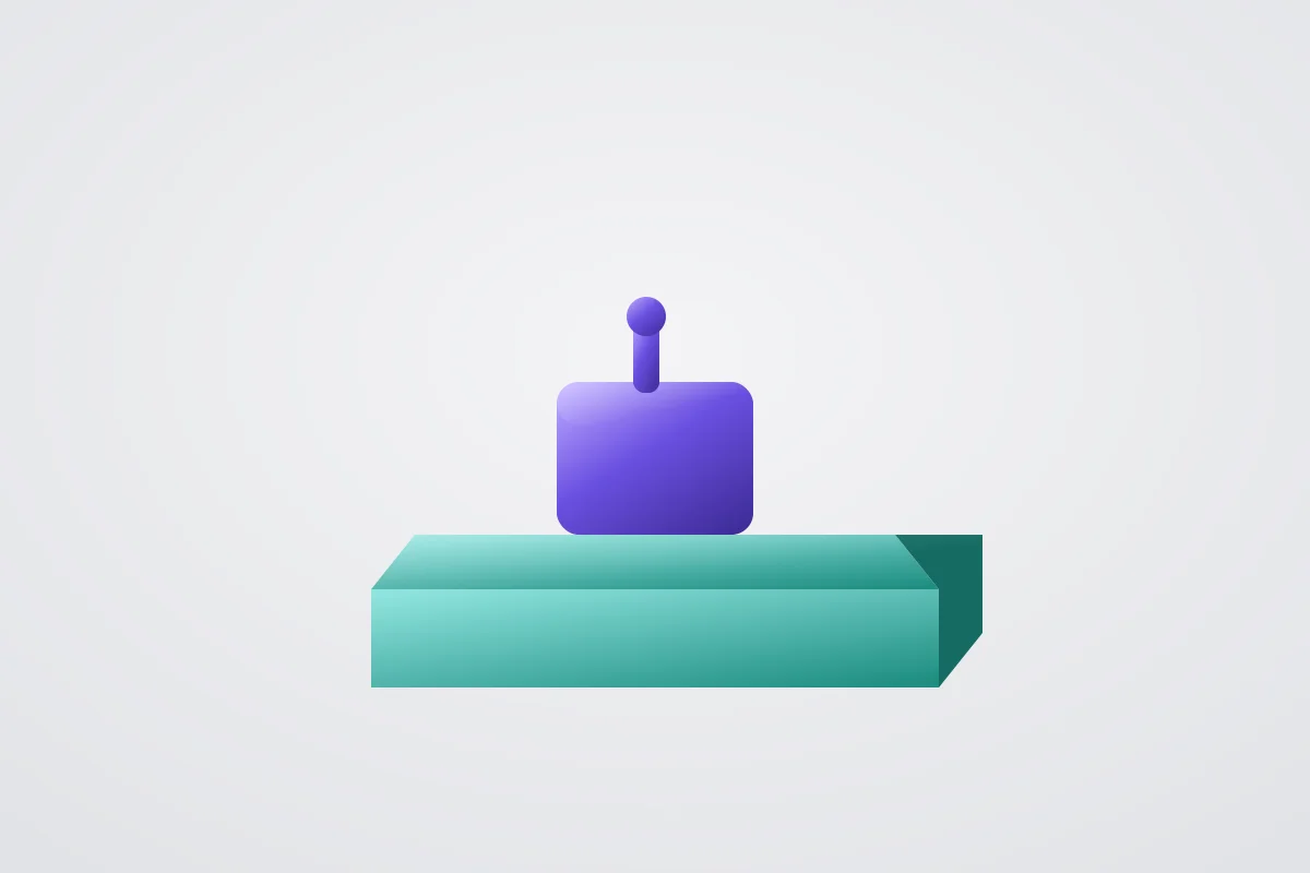 Abstract 3D visualization representing a software data layer built first, with physical automation layered on top