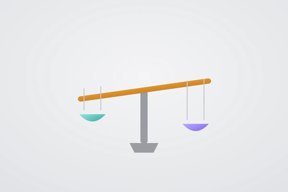 Abstract 3D visualization representing a platform decision weighed against business stage and complexity