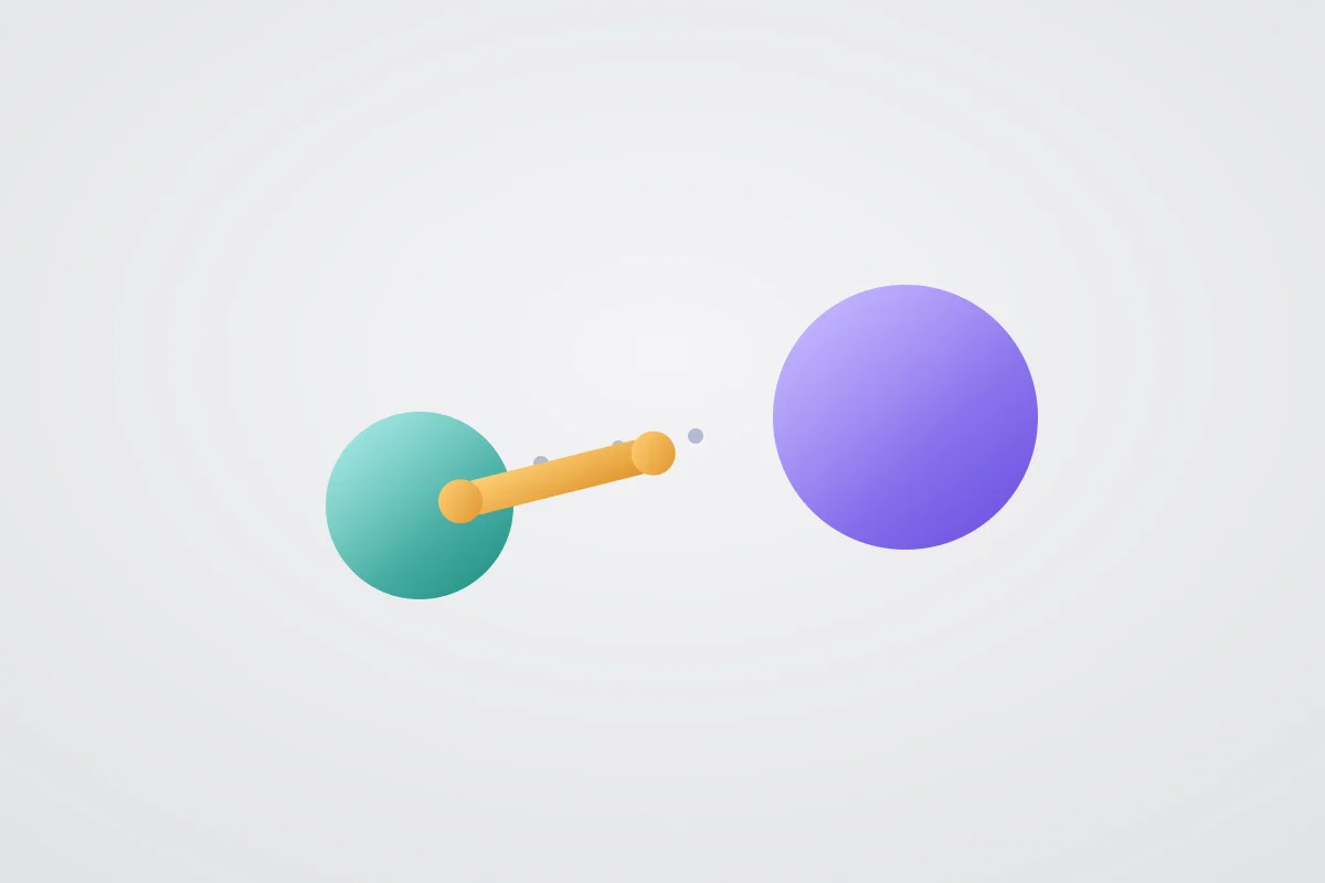 Abstract graphic representing an automated conversation handing off to a human agent with full context